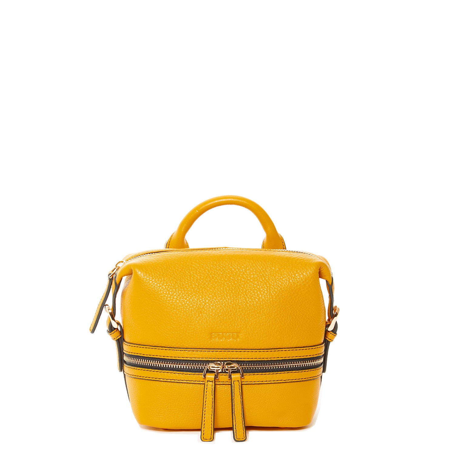 Yellow Mini Leather Backpack Mini Backpack Yellow – APHISON main image 4