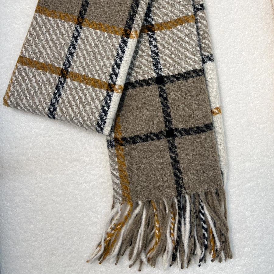 Beige Plaid Scarf for Women