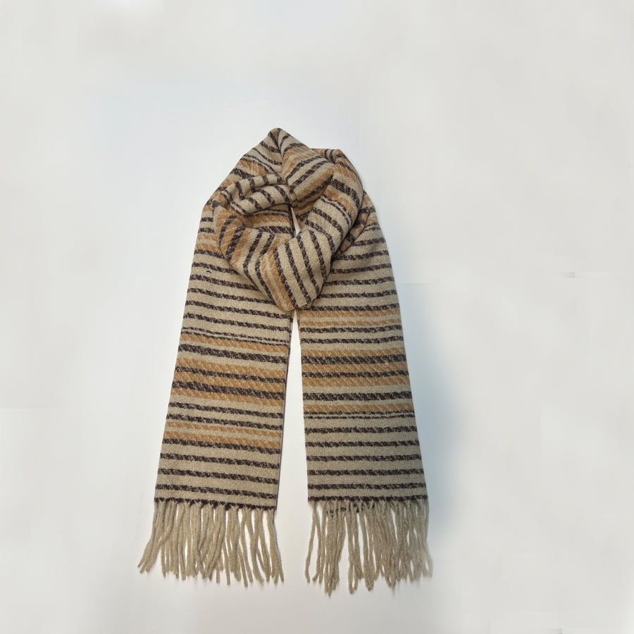 Beige Scarf for Women with Fringe