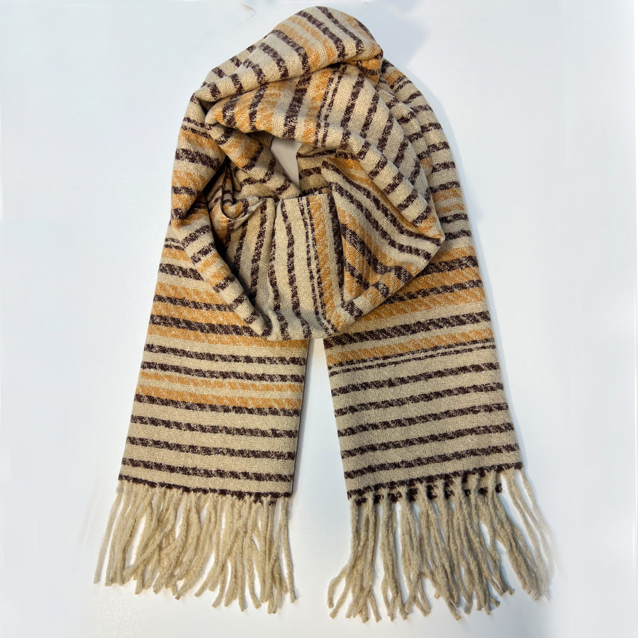 Beige Scarf for Women with Fringe