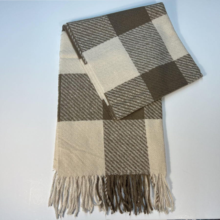 Beige Plaid Scarf