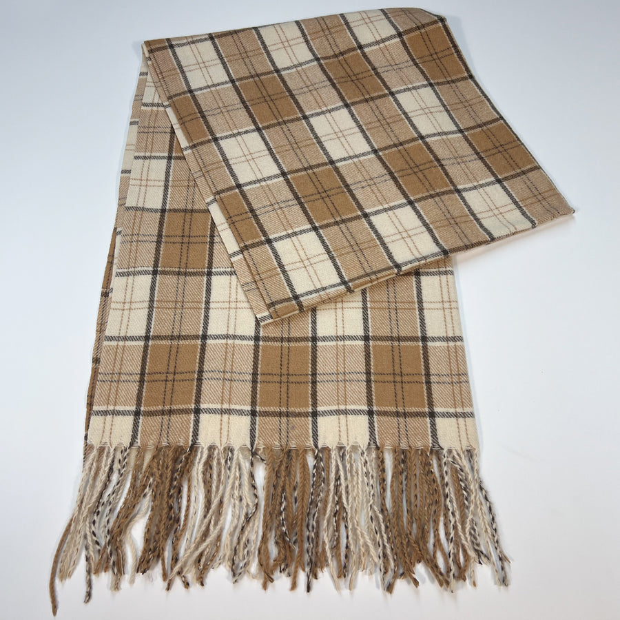 Beige Plaid Scarf