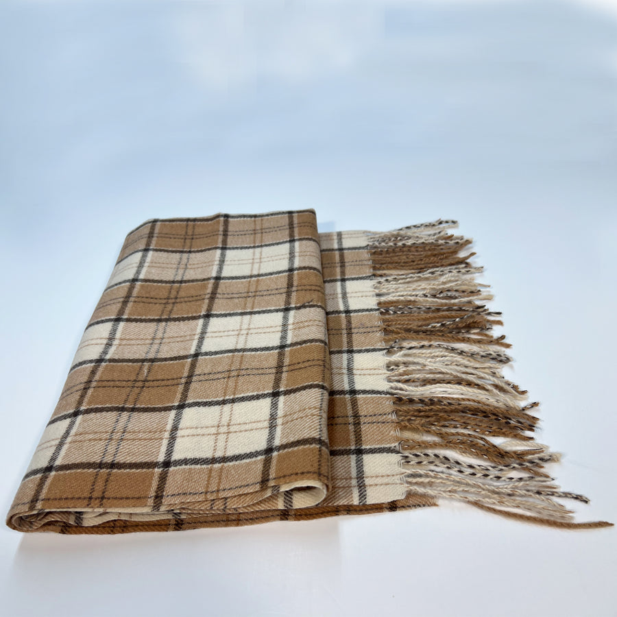 Beige Plaid Scarf