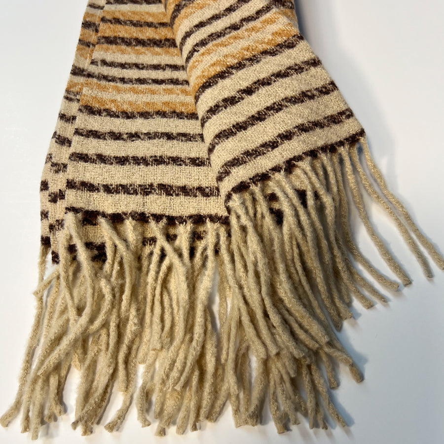 Beige Scarf for Women with Fringe