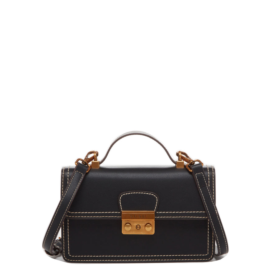 SUSU The Jessica Small Leather Crossbody Bag Black