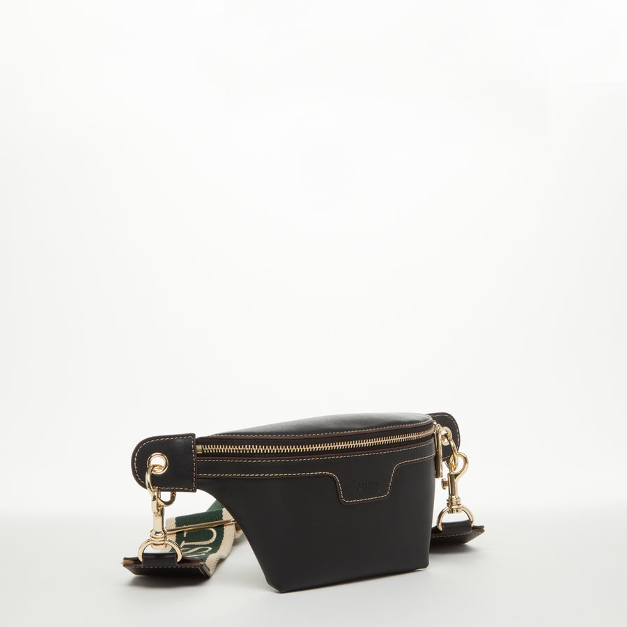 Black Fanny Pack Crossbody Leather