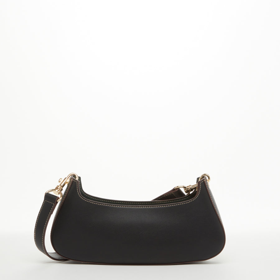 Emily Leather Baguette Bag Black