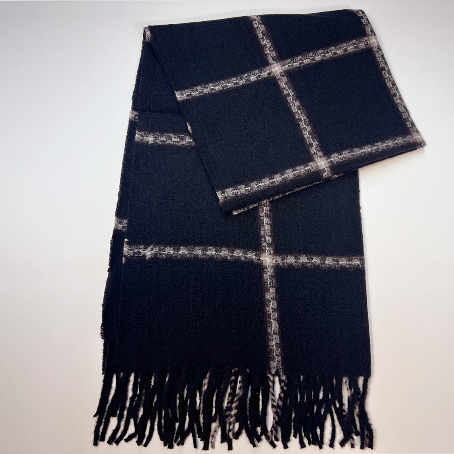 Black White Plaid Scarf