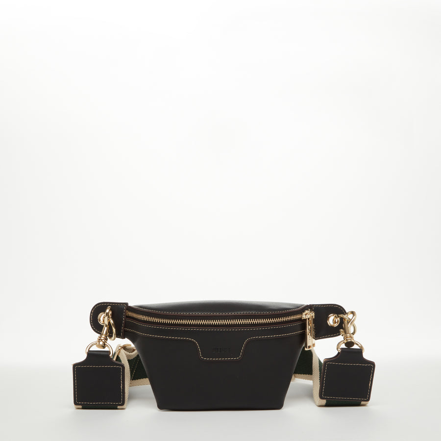 Black Fanny Pack Crossbody Leather