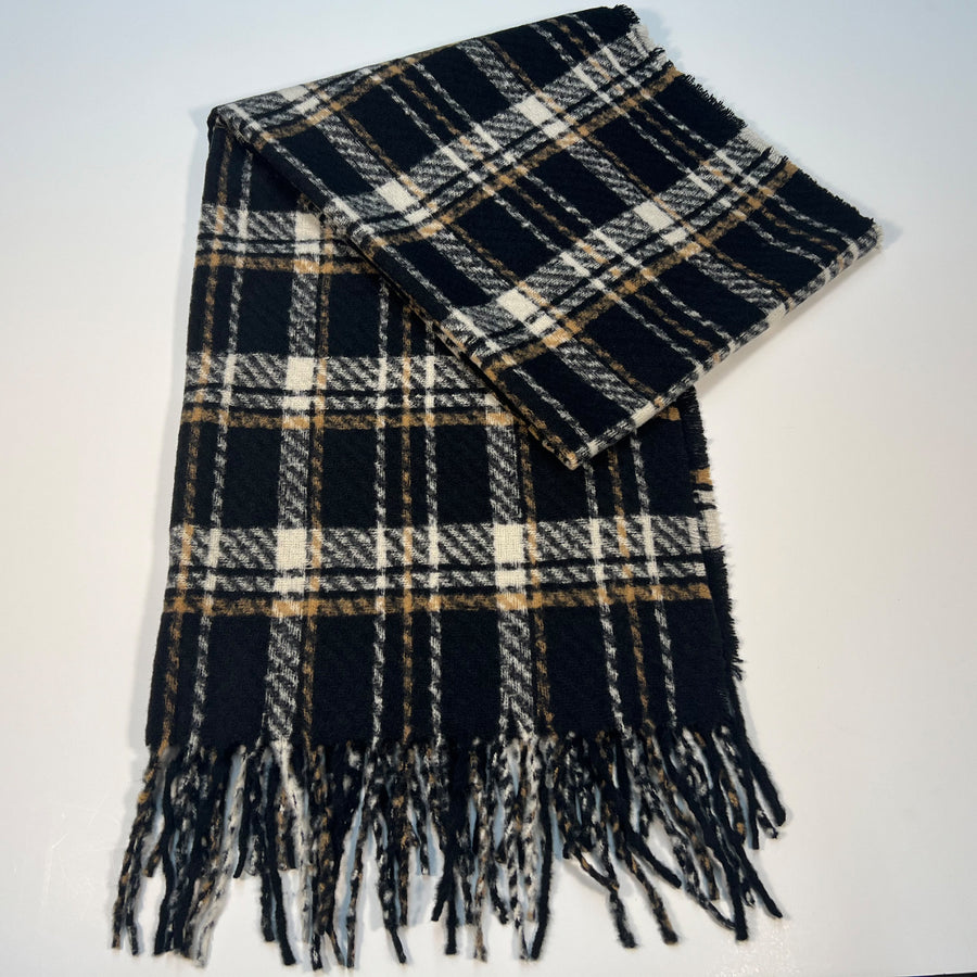 Black and White Plaid Scarf