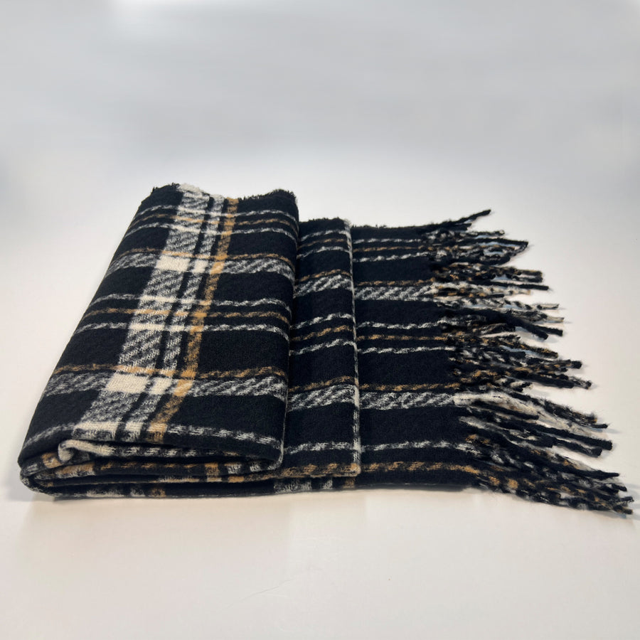 Black and White Plaid Scarf