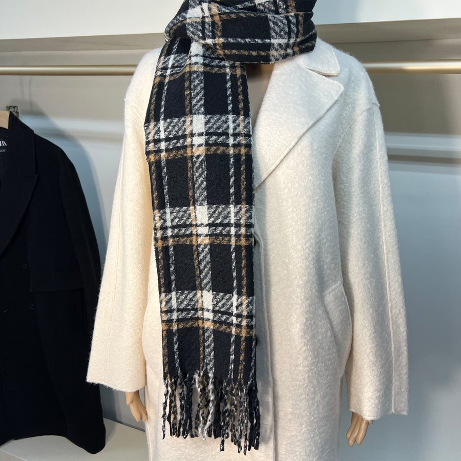 Black and White Plaid Scarf