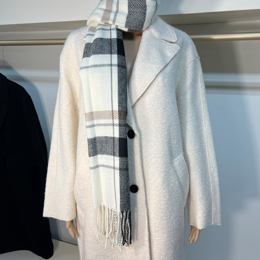 White Plaid Scarves for Women