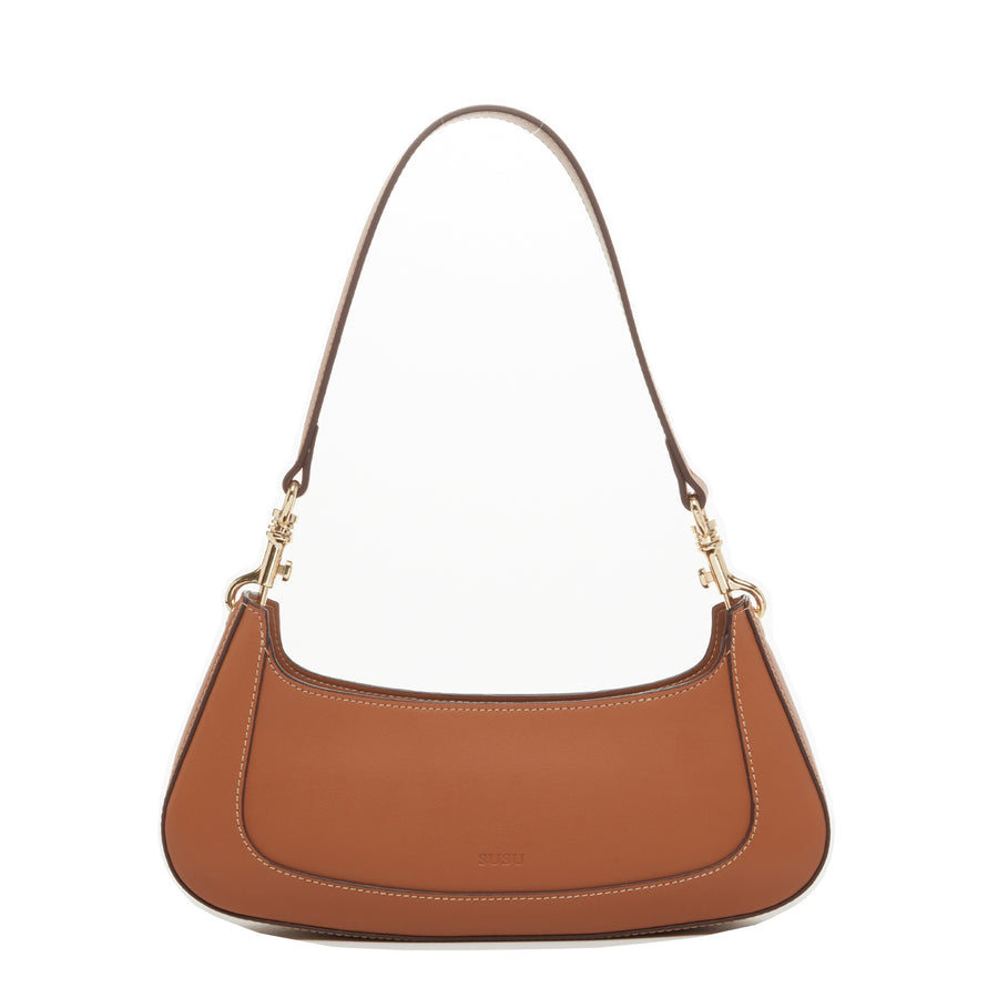 SUSU The Emily Leather Baguette Bag Brown