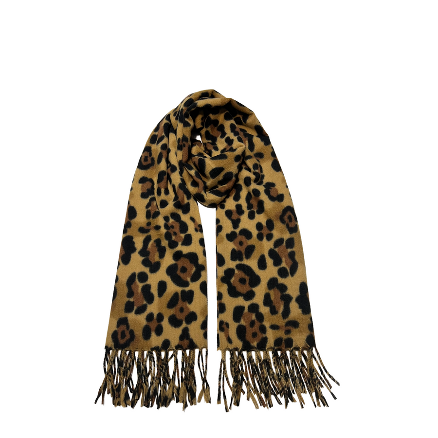 Black & Gold Leopard Scarf