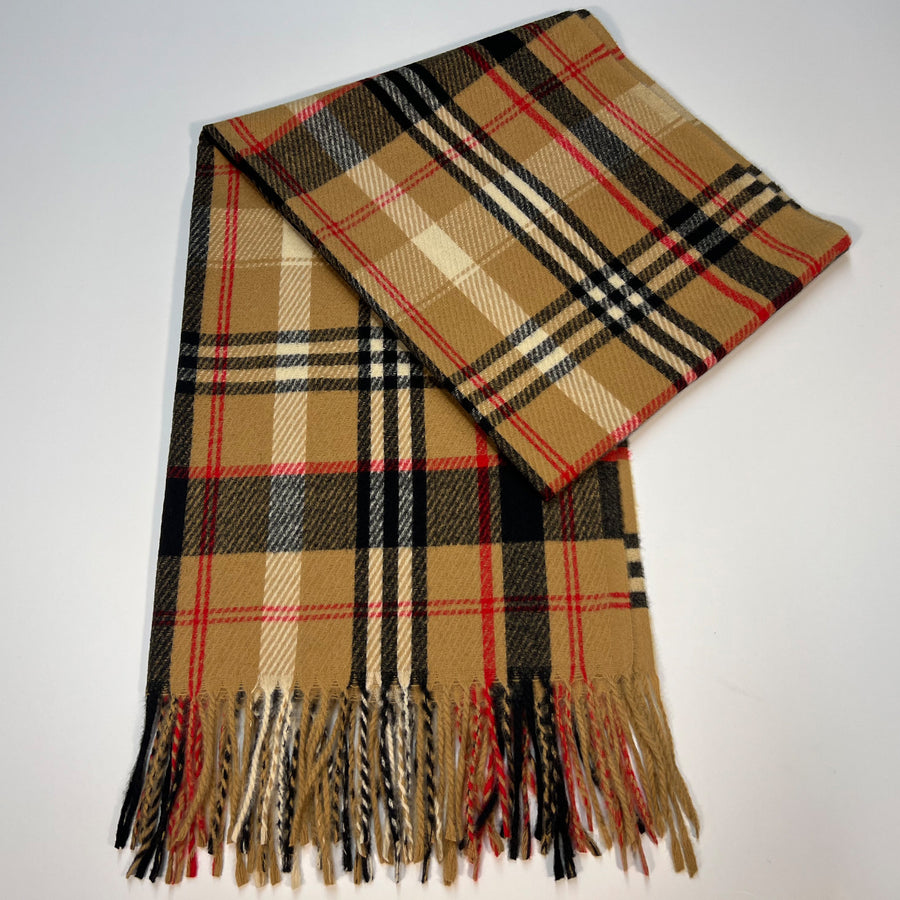 Camel Plaid Scarf for Women