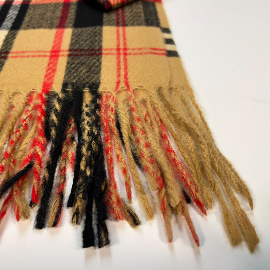 Camel Plaid Scarf for Women