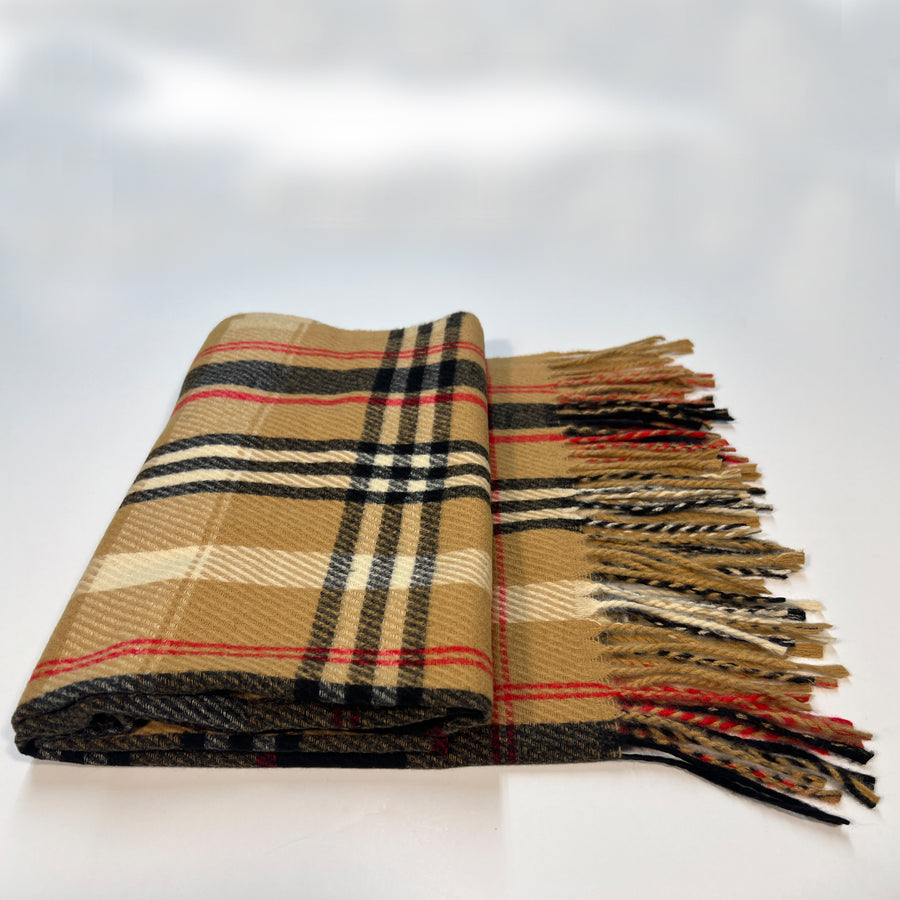 Camel Plaid Scarf for Women