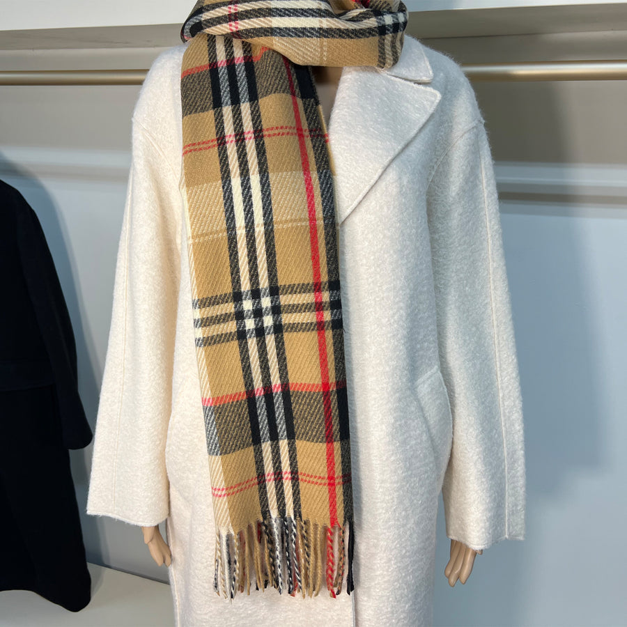 Camel Plaid Scarf for Women