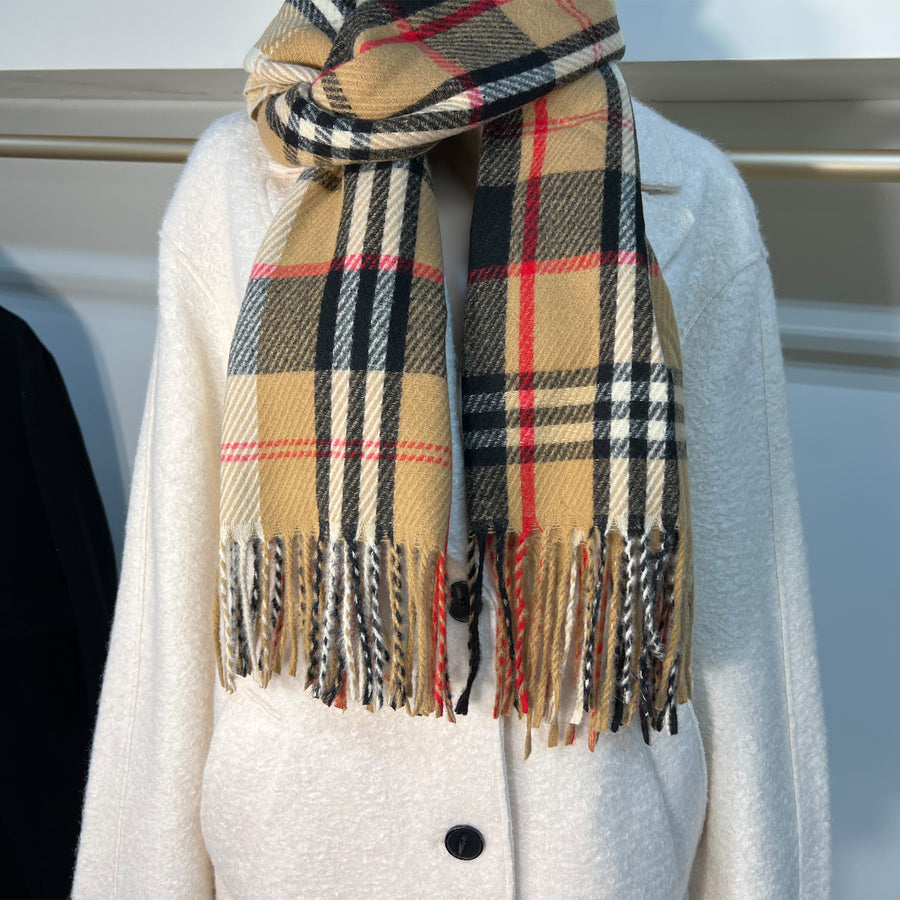 Camel Plaid Scarf for Women