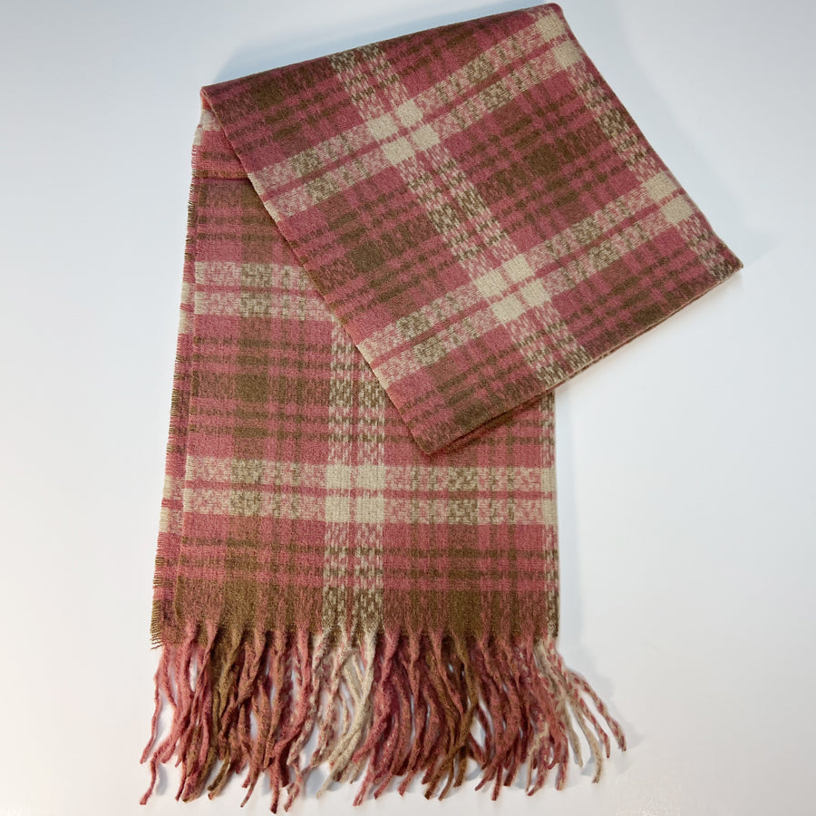 Pink Plaid Scarf for Women