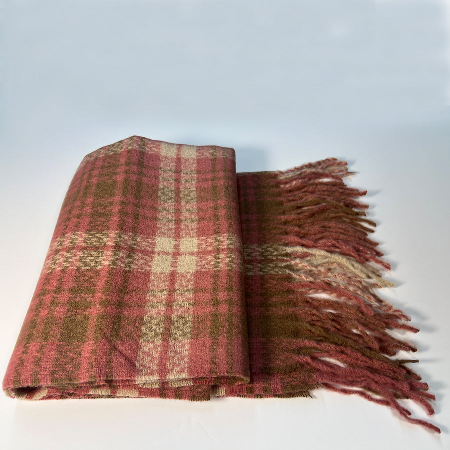 Pink Plaid Scarf for Women