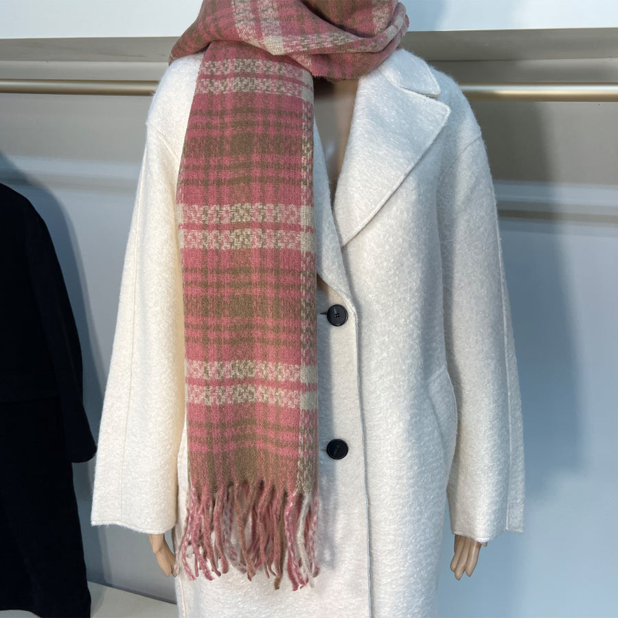 Pink Plaid Scarf for Women