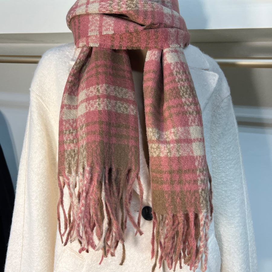 Pink Plaid Scarf for Women