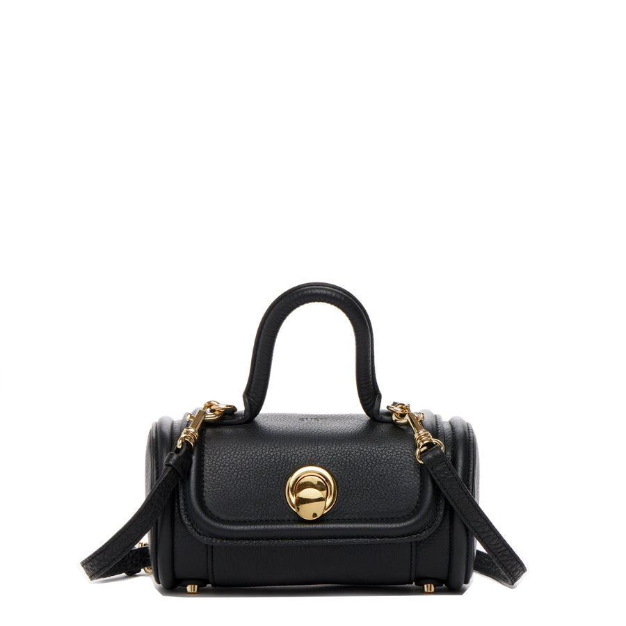 Black Leather Cylinder Bag