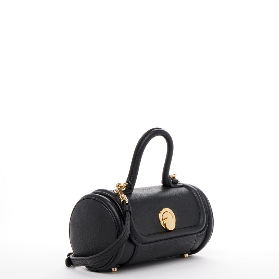 Black Leather Cylinder Bag