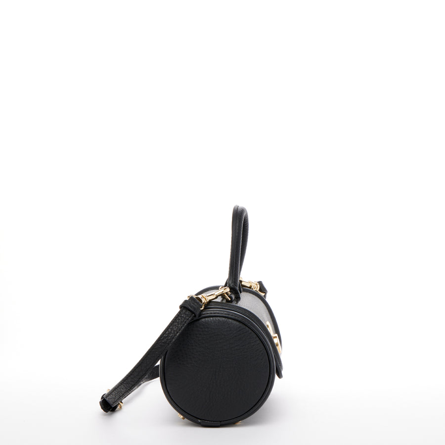 Black Leather Cylinder Bag