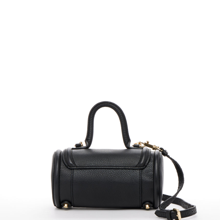Black Leather Cylinder Bag