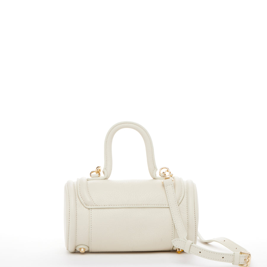 Cream Leather Cylinder Bag