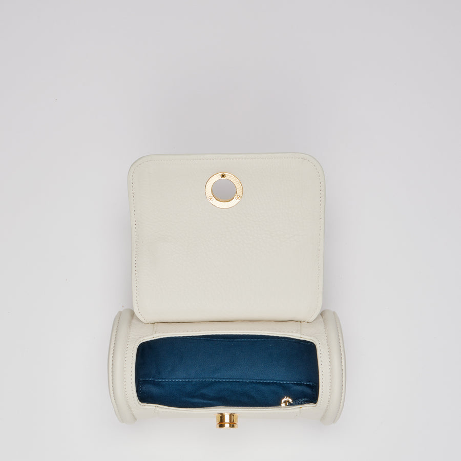 Cream Leather Cylinder Bag