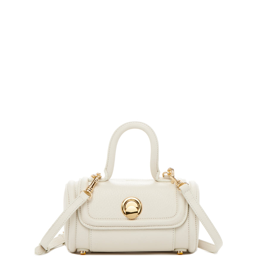 Cream Leather Cylinder Bag