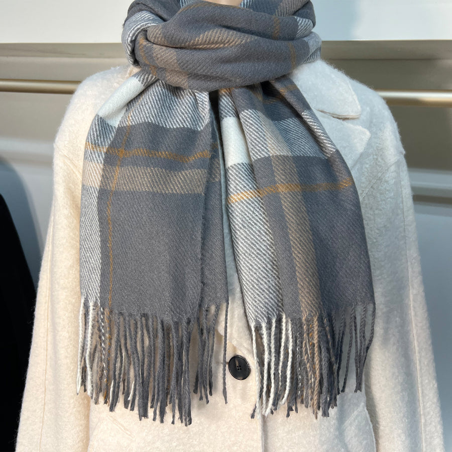 Gray Plaid Scarf