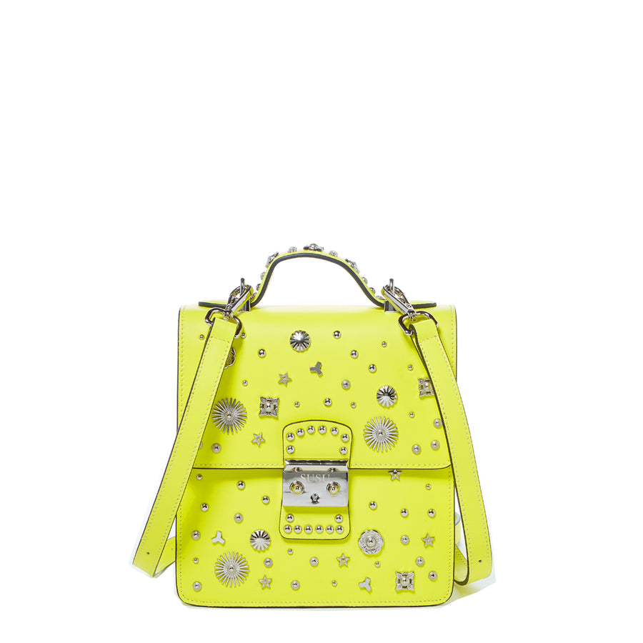 bright yellow leather backpack Convertible Leather Backpack Purse Yellow Crossbody Bag