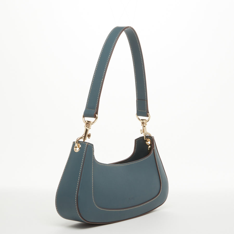 Emily Leather Baguette Bag Blue