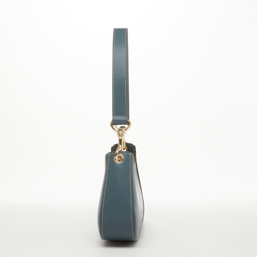 Emily Leather Baguette Bag Blue