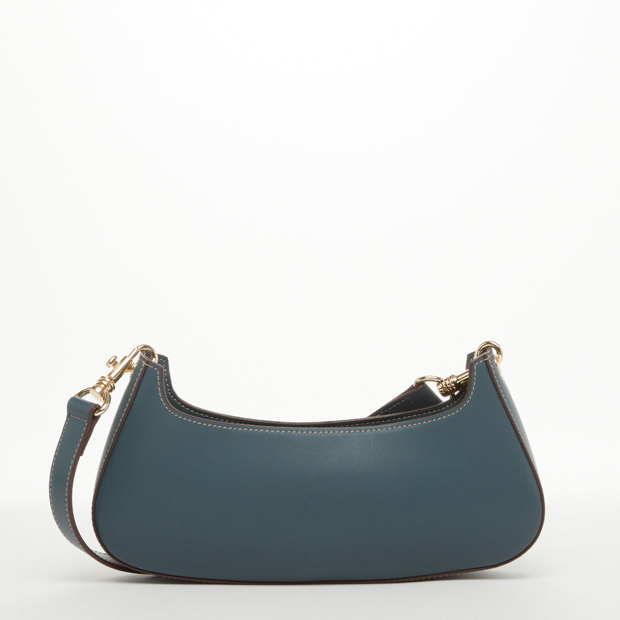 Emily Leather Baguette Bag Blue