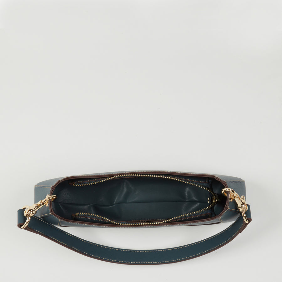 Emily Leather Baguette Bag Blue