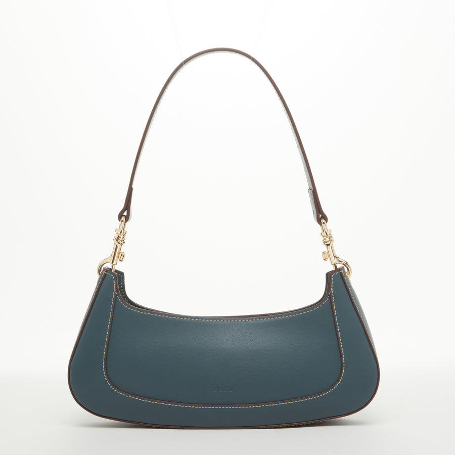 Emily Leather Baguette Bag Blue