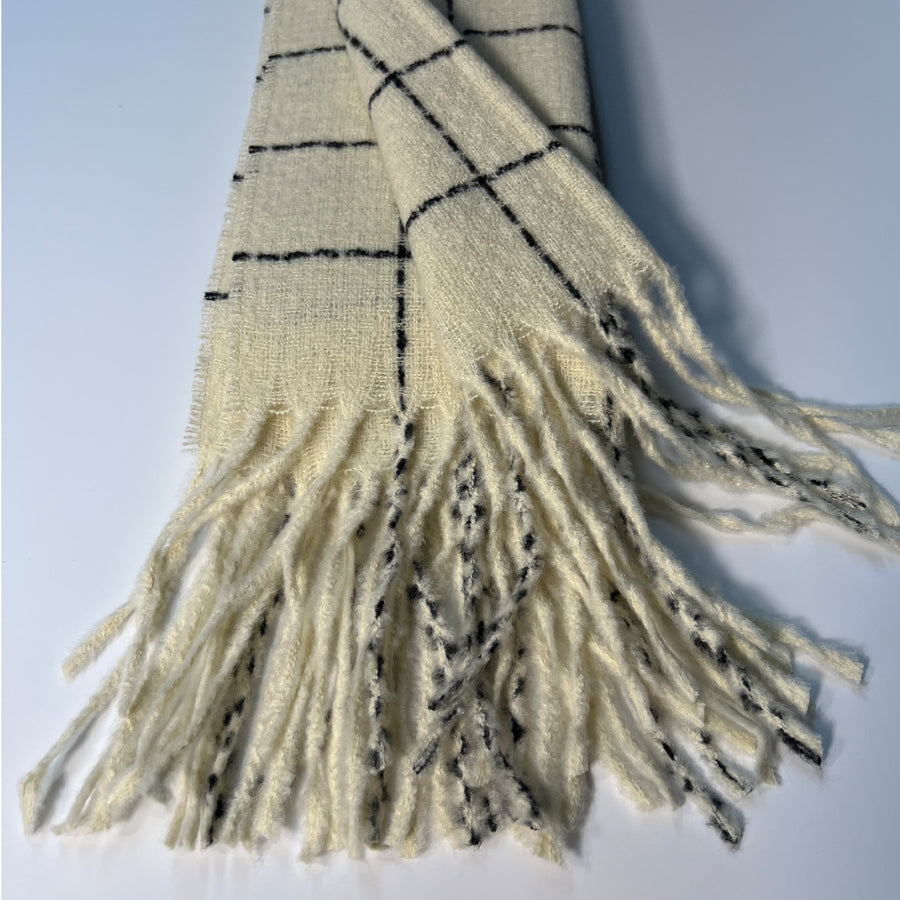 Creamy White Plaid Scarf