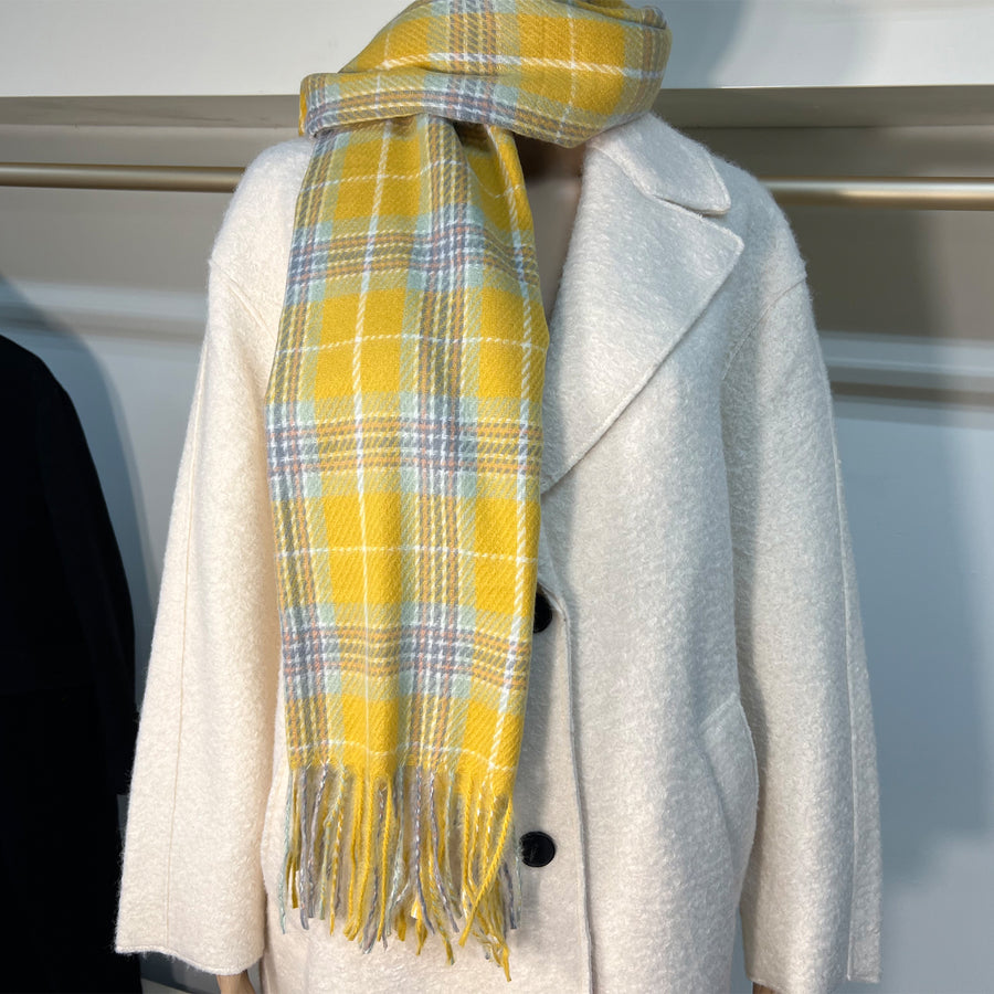 Yellow Plaid Scarf for Women