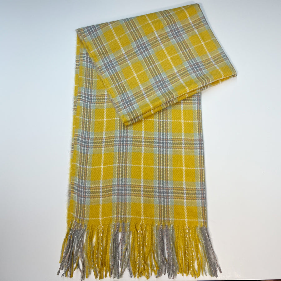 Yellow Plaid Scarf for Women