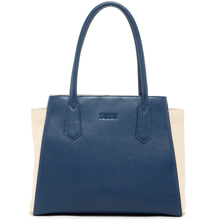 Jody Blue Ivory Leather Tote Bag