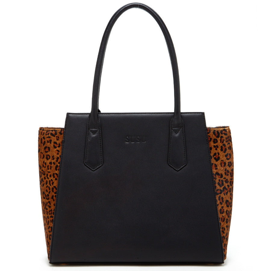 Jody Black Leather Tote Bag