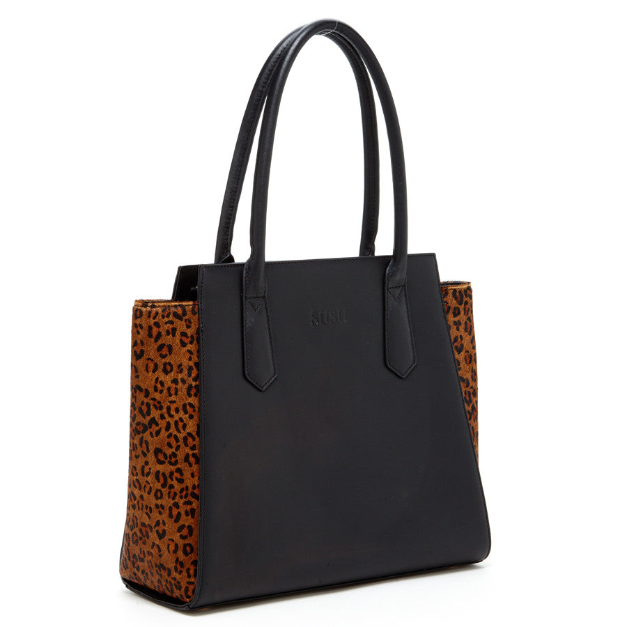 Jody Black Leather Tote Bag