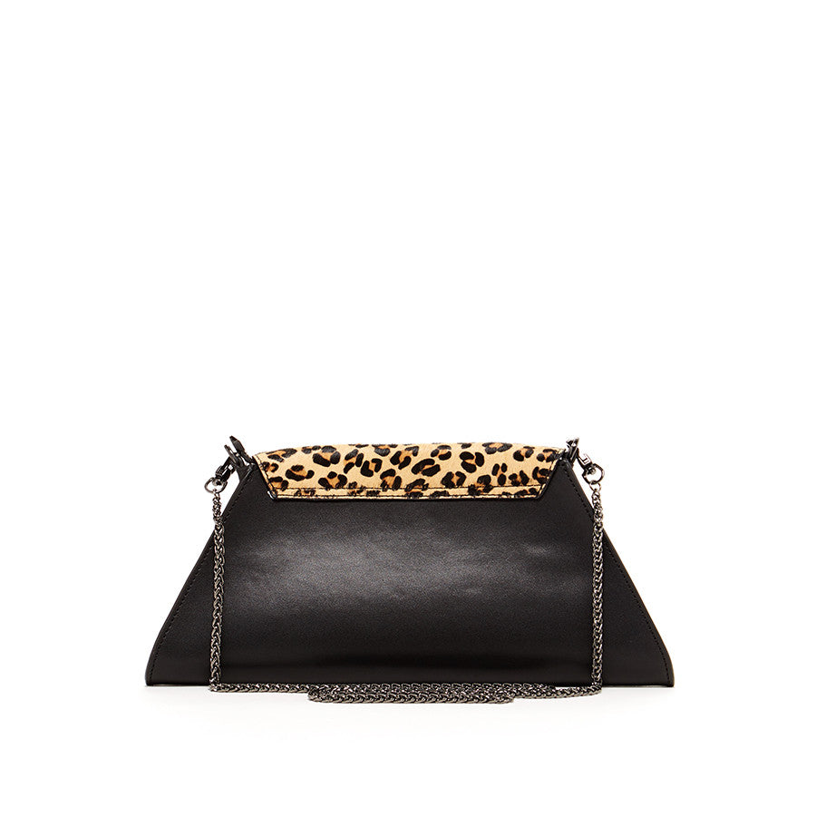 Angelica Black Leopard Clutch Bag