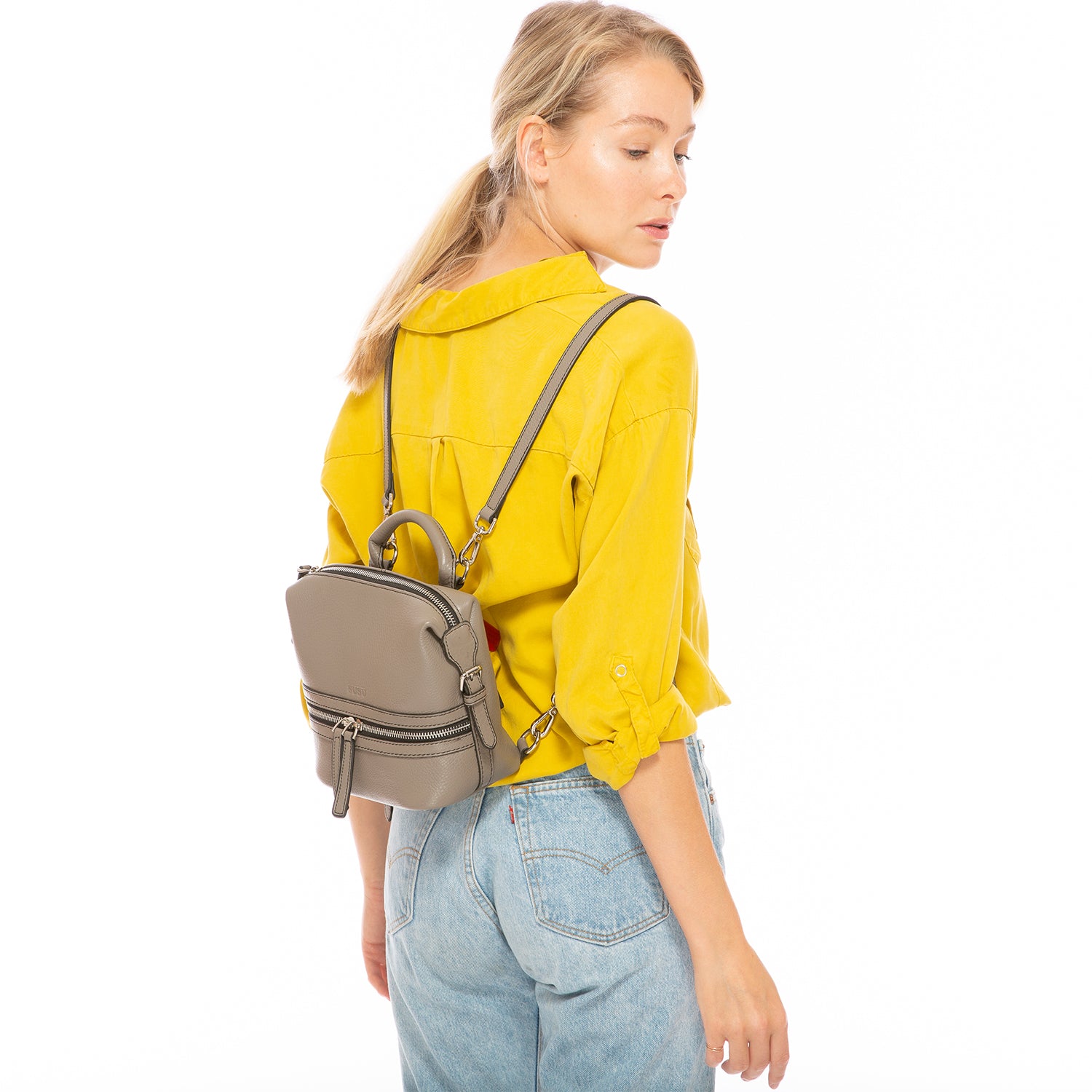 ashley pebble leather backpack Susu Leather Backpack Purse for Women Convertible Crossbody Bag for Travel